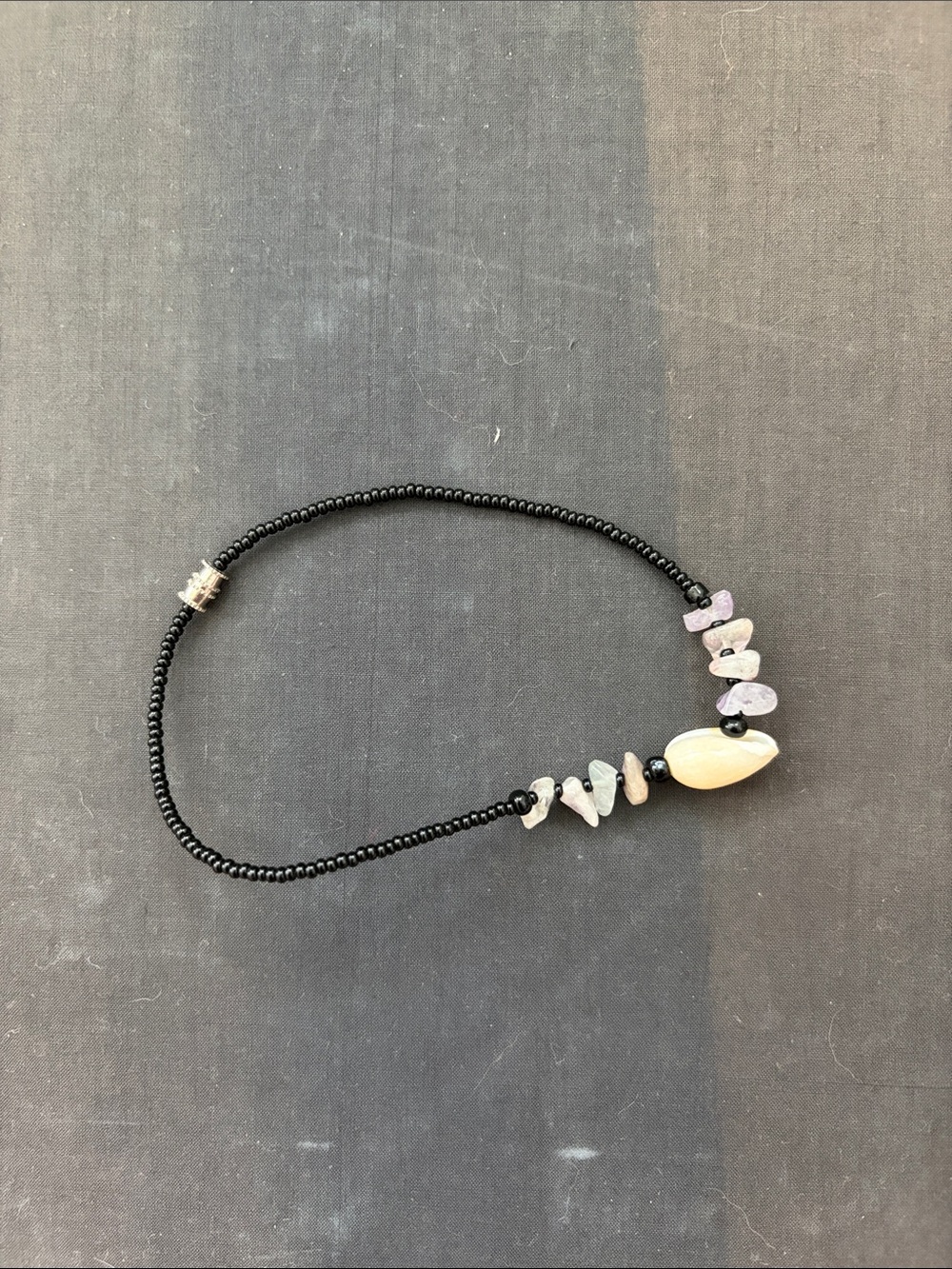 Beaded amethyst shell anklet
